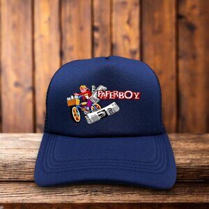 Paperboy Retro Video Game Unisex Trucker Hat Navy Snapback 80s Nostalgia Gift
